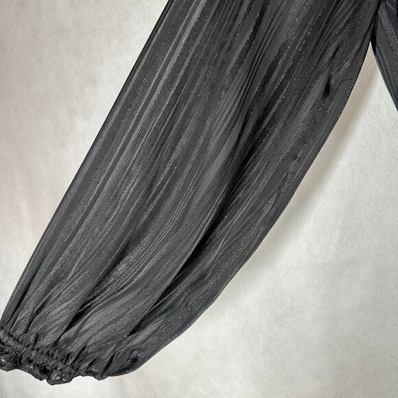 Halogen Metallic Smocked Waist Long Sleeve Jumpsuit Size Small - Picture 9 of 11